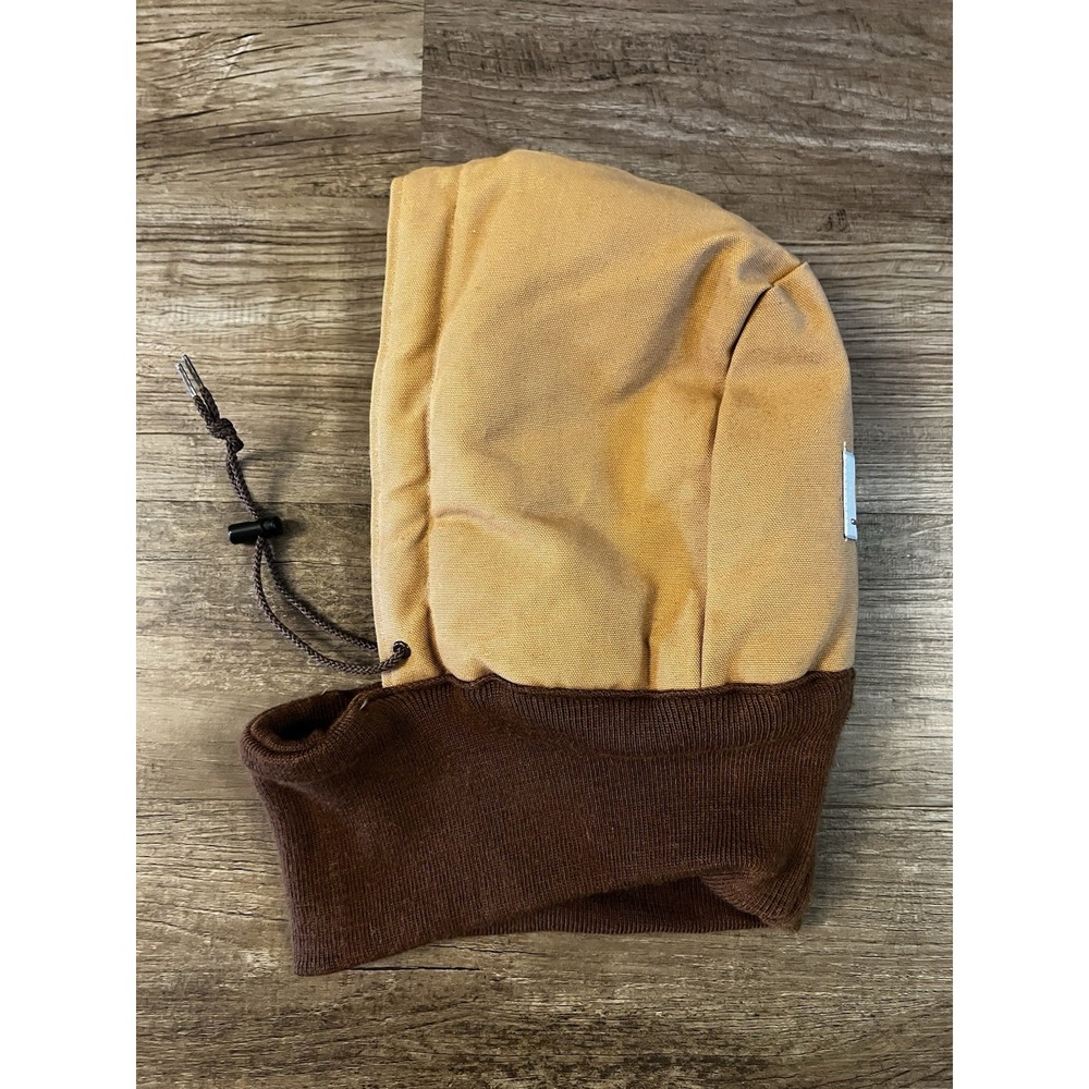 VTG Carhartt HQ106 Brown Canvas Red Quilted Lined Duck Hood Made USA Union E21